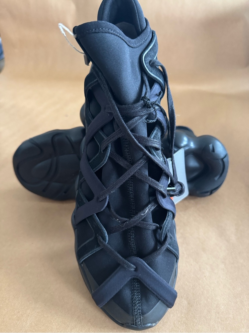 Y-3 Men’s Black Athletic Caged Lace-Up Sneakers